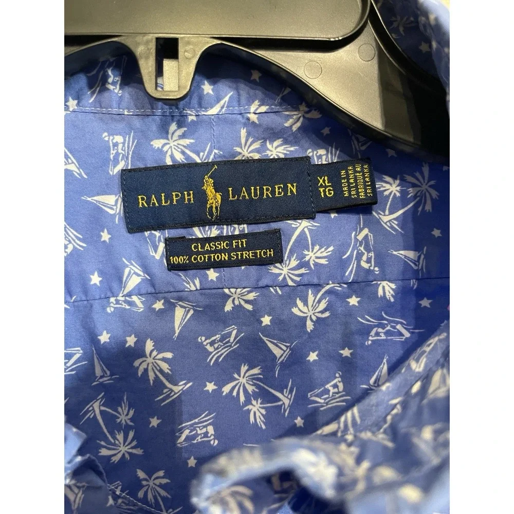 Ralph Lauren Classic fit Shirt XL Button Front Coastal Nautical All Over Print